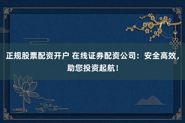 正规股票配资开户 在线证券配资公司：安全高效，助您投资起航！