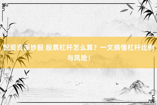 配资资深炒股 股票杠杆怎么算？一文搞懂杠杆比例与风险！