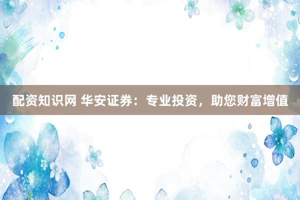 配资知识网 华安证券：专业投资，助您财富增值