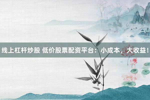 线上杠杆炒股 低价股票配资平台：小成本，大收益！