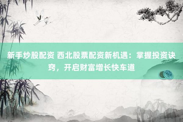 新手炒股配资 西北股票配资新机遇：掌握投资诀窍，开启财富增长快车道