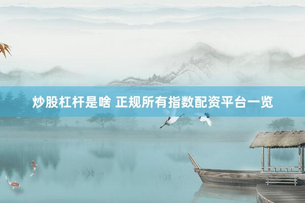 炒股杠杆是啥 正规所有指数配资平台一览