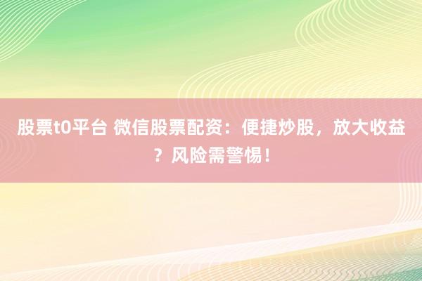 股票t0平台 微信股票配资：便捷炒股，放大收益？风险需警惕！