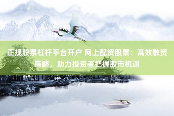 正规股票杠杆平台开户 网上配资股票：高效融资策略，助力投资者把握股市机遇