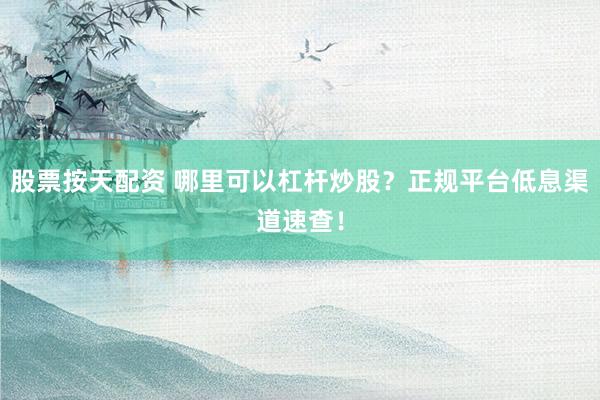 股票按天配资 哪里可以杠杆炒股？正规平台低息渠道速查！