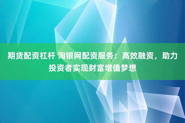 期货配资杠杆 淘银网配资服务：高效融资，助力投资者实现财富增值梦想