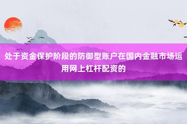 处于资金保护阶段的防御型账户在国内金融市场运用网上杠杆配资的