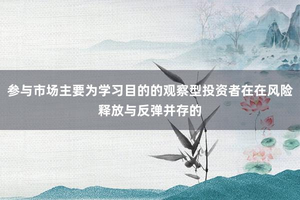 参与市场主要为学习目的的观察型投资者在在风险释放与反弹并存的