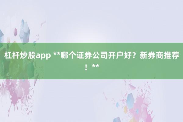 杠杆炒股app **哪个证券公司开户好？新券商推荐！**